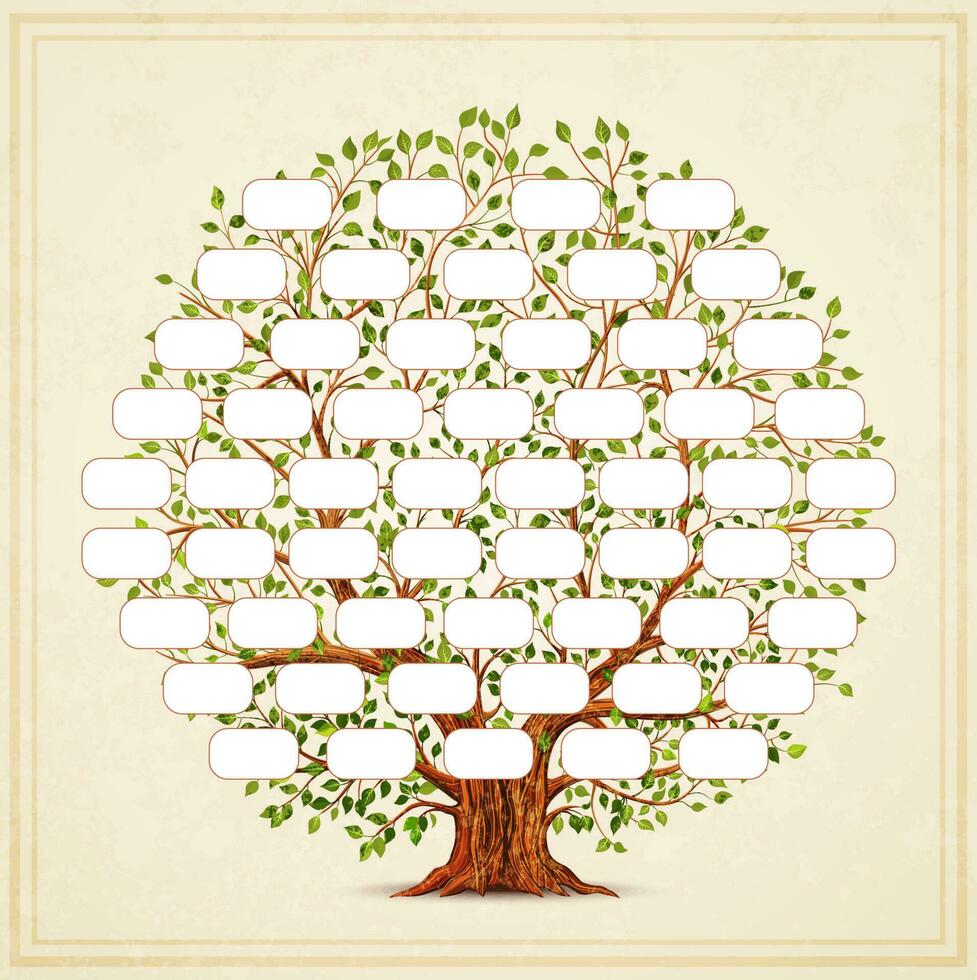 Familie Baum Vorlage. Genealogie, Stammbaum. Jahrgang Stil zum retro Design. Vektor Illustration