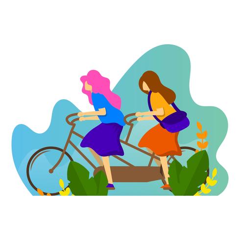 platt vänskapscykel tandem cykel vektor illustration