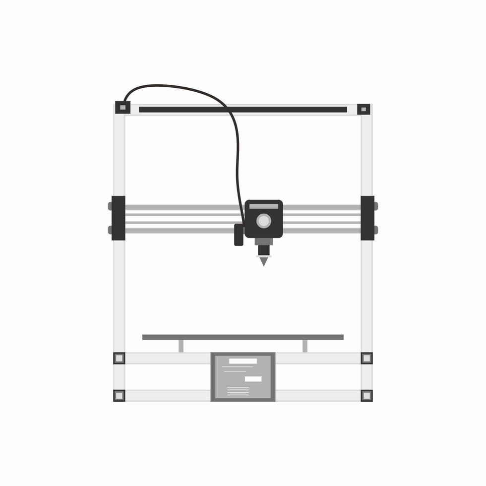 eine kartesische flache Ikone des 3D-Druckers vektor