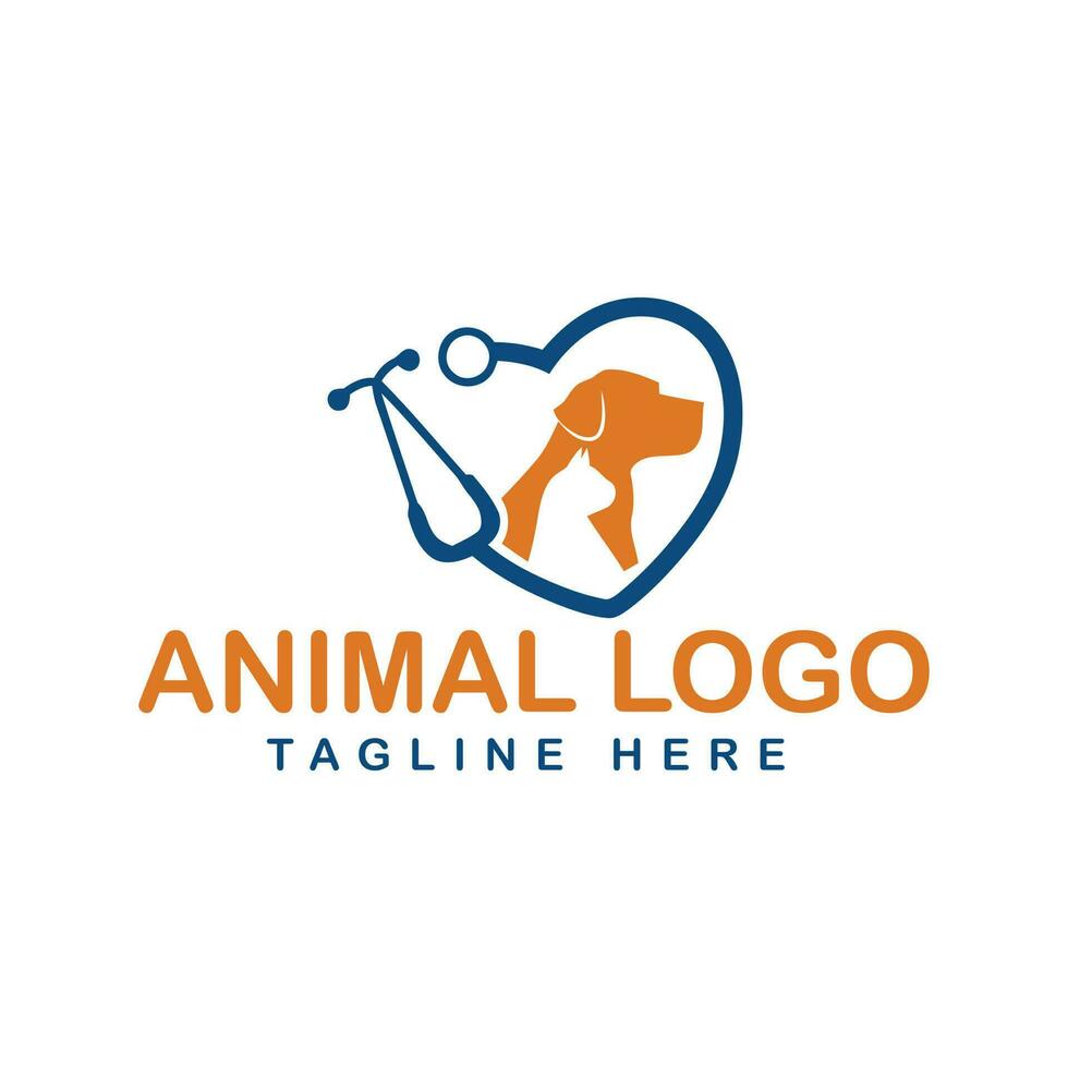 medizinisch Hund Katze Haustier Logo Vektor Symbol Linie Kunst Gliederung Design