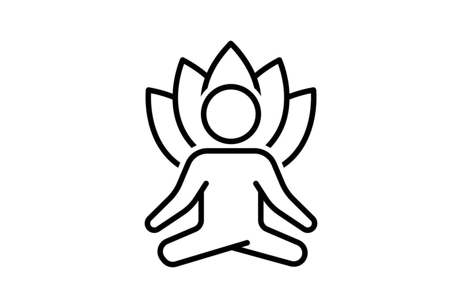 Yoga Fitness Symbol. Meditation Menschen mit Lotus. Symbol verbunden zu gesund Leben. Linie Symbol Stil Design. einfach Vektor Design editierbar