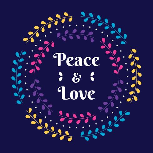 Friedens-und Liebes-Feiertags-Einladung mit Blumenkranz-Illustration vektor