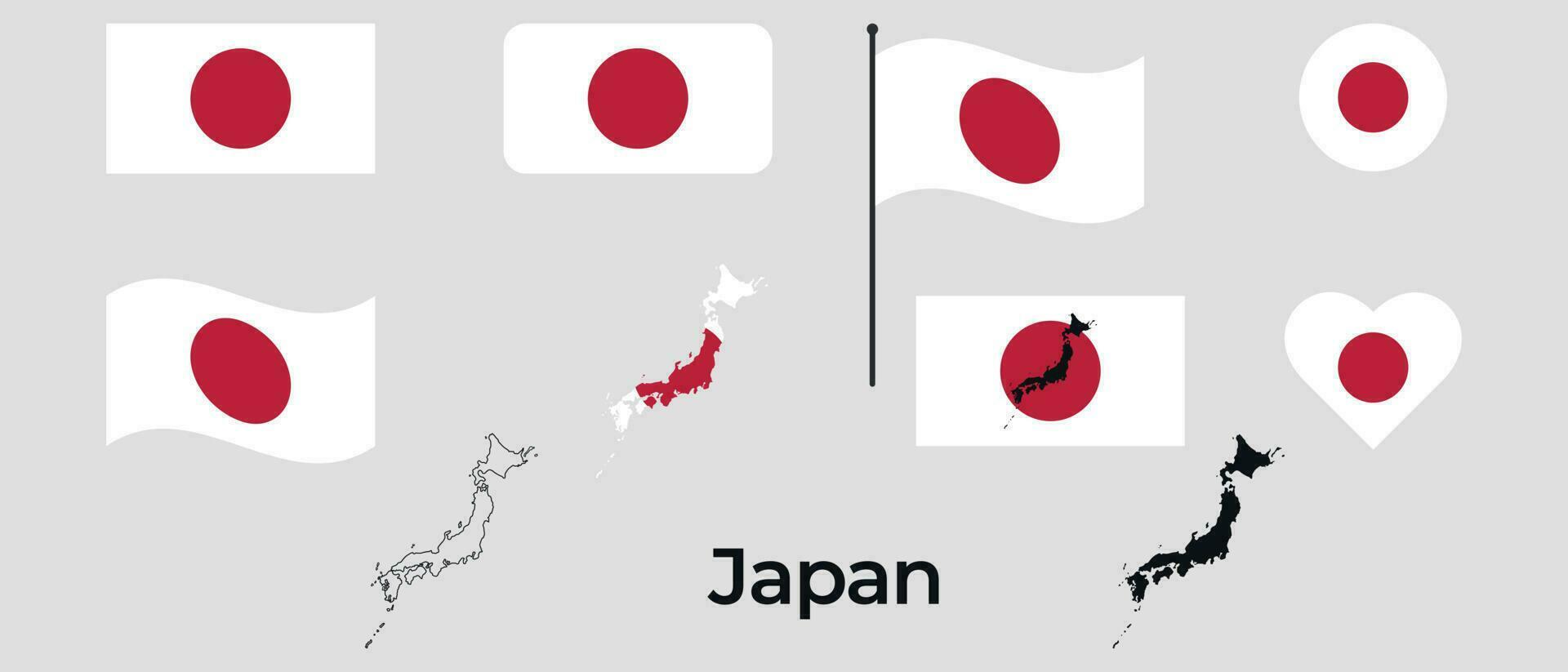 flagga av japan. silhuett av japan. nationell symbol vektor