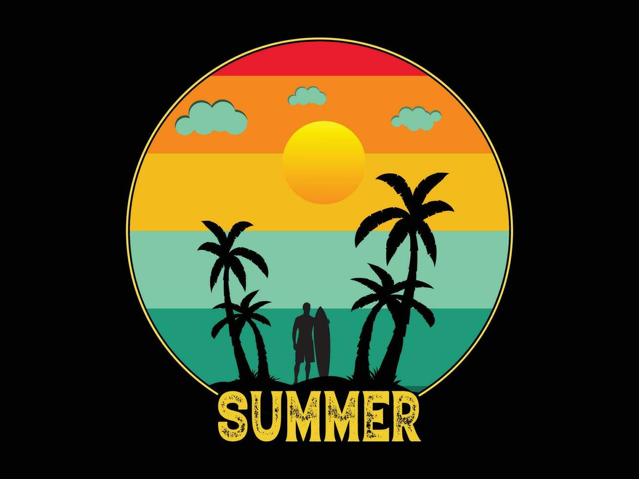 sommar Semester t-shirt design illustration, vektor