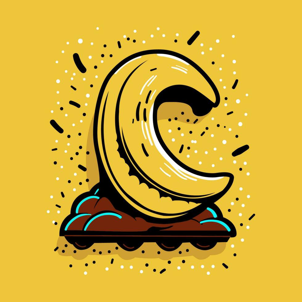 Banane Schokolade Logo Vektor Illustration Gelb Hintergrund