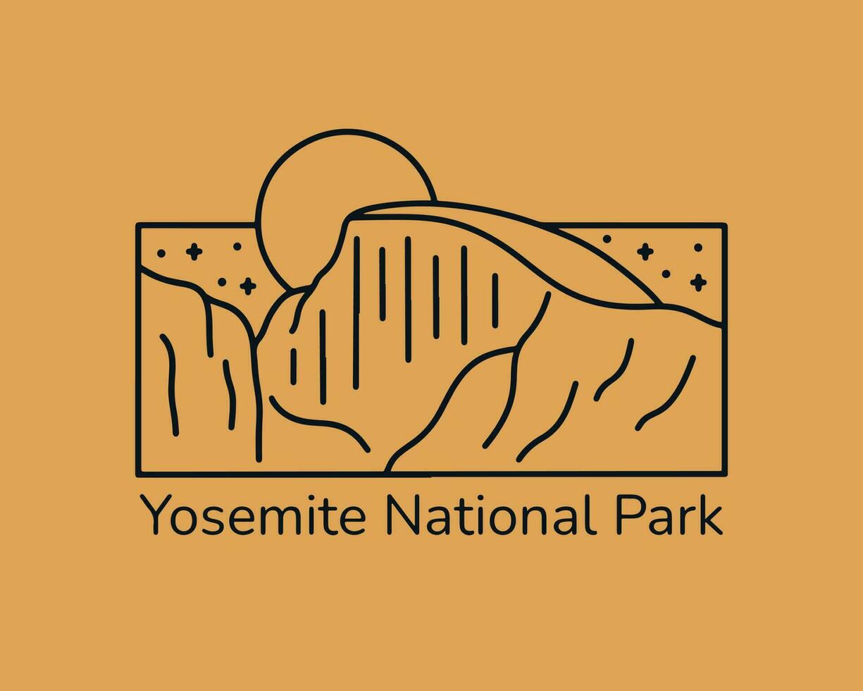 Hälfte Kuppel Yosemit National Park Mono Linie Grafik Illustration Vektor zum T-Shirt, Abzeichen, Patch Design