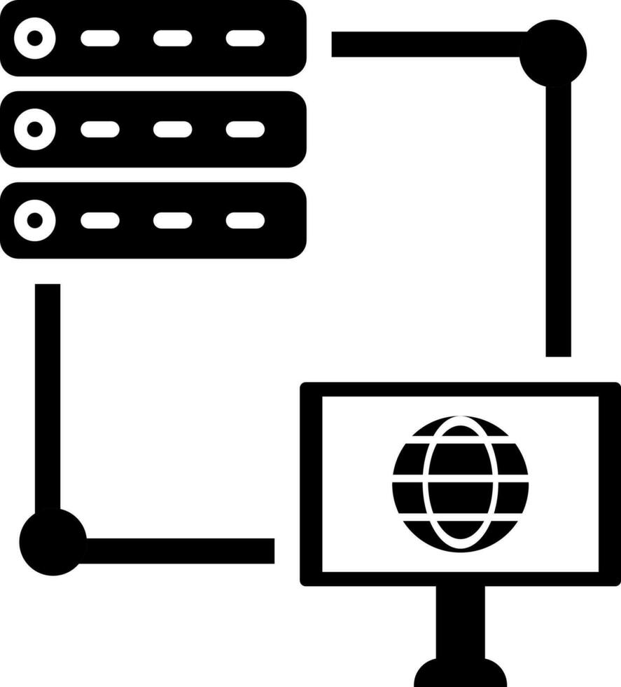 Netz Server Verbindung im Schreibtisch. Glyphe Zeichen oder Symbol. vektor