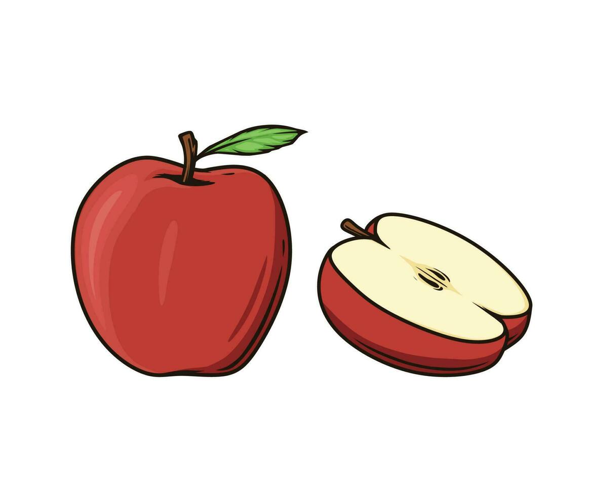 roter Apfel isoliert auf weiß vektor