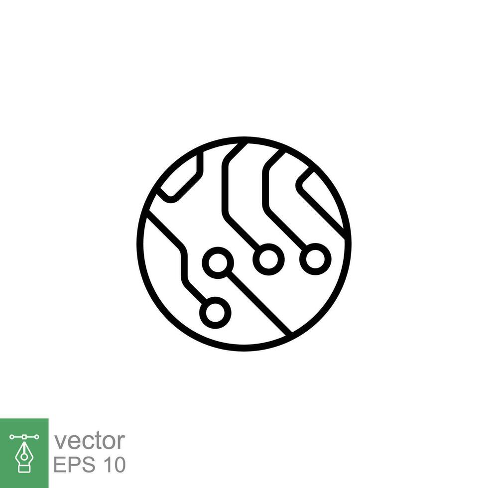 Schaltkreis Tafel Symbol. einfach Gliederung Stil. Mikrochip, Technik, Computer Hardware, Kreis Chip, Technologie Konzept. dünn Linie Symbol. Vektor Illustration isoliert auf Weiß Hintergrund. eps 10.