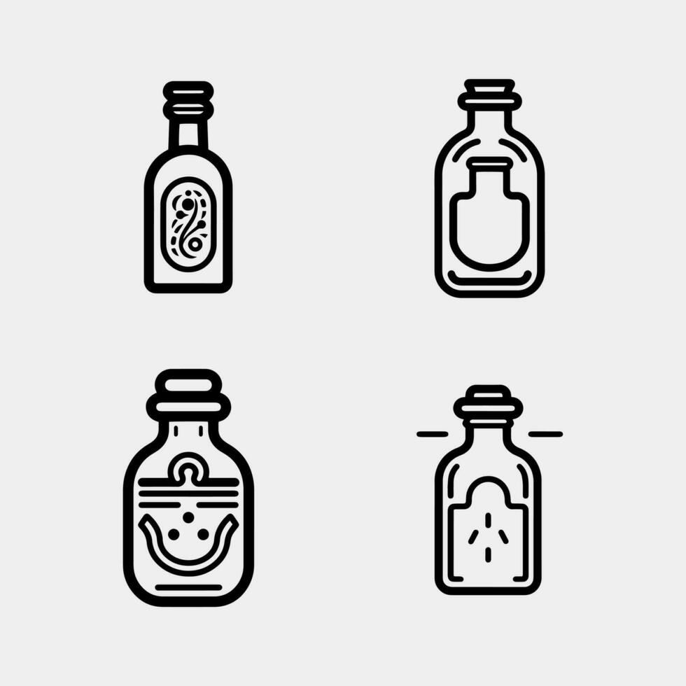 uppsättning av flaskor ikon design begrepp. isolerat på vit vektor