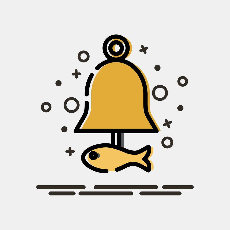 Symbol Fisch Wind Glockenspiel. Süd Korea Elemente. Symbole im mb Stil. gut zum Drucke, Poster, Logo, Werbung, Infografiken, usw. vektor