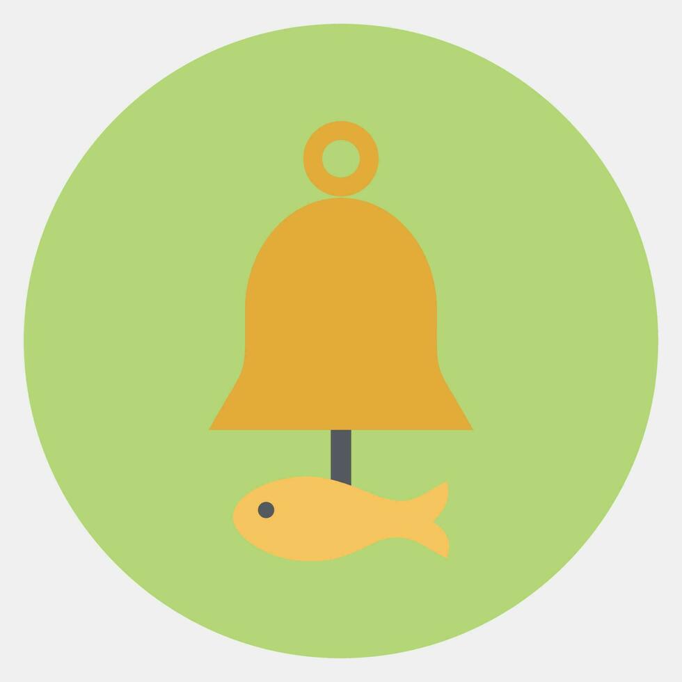 Symbol Fisch Wind Glockenspiel. Süd Korea Elemente. Symbole im Farbe Kamerad Stil. gut zum Drucke, Poster, Logo, Werbung, Infografiken, usw. vektor