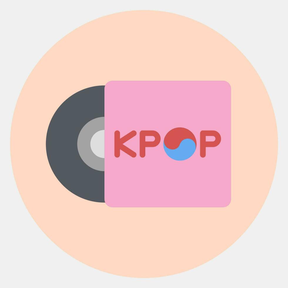 ikon koreanska pop- skiva. söder korea element. ikoner i Färg para stil. Bra för grafik, affischer, logotyp, annons, infografik, etc. vektor