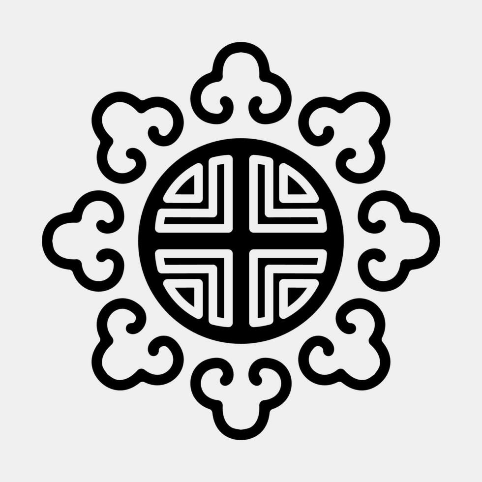 Symbol Koreanisch traditionell Ornament. Süd Korea Elemente. Symbole im Glyphe Stil. gut zum Drucke, Poster, Logo, Werbung, Infografiken, usw. vektor