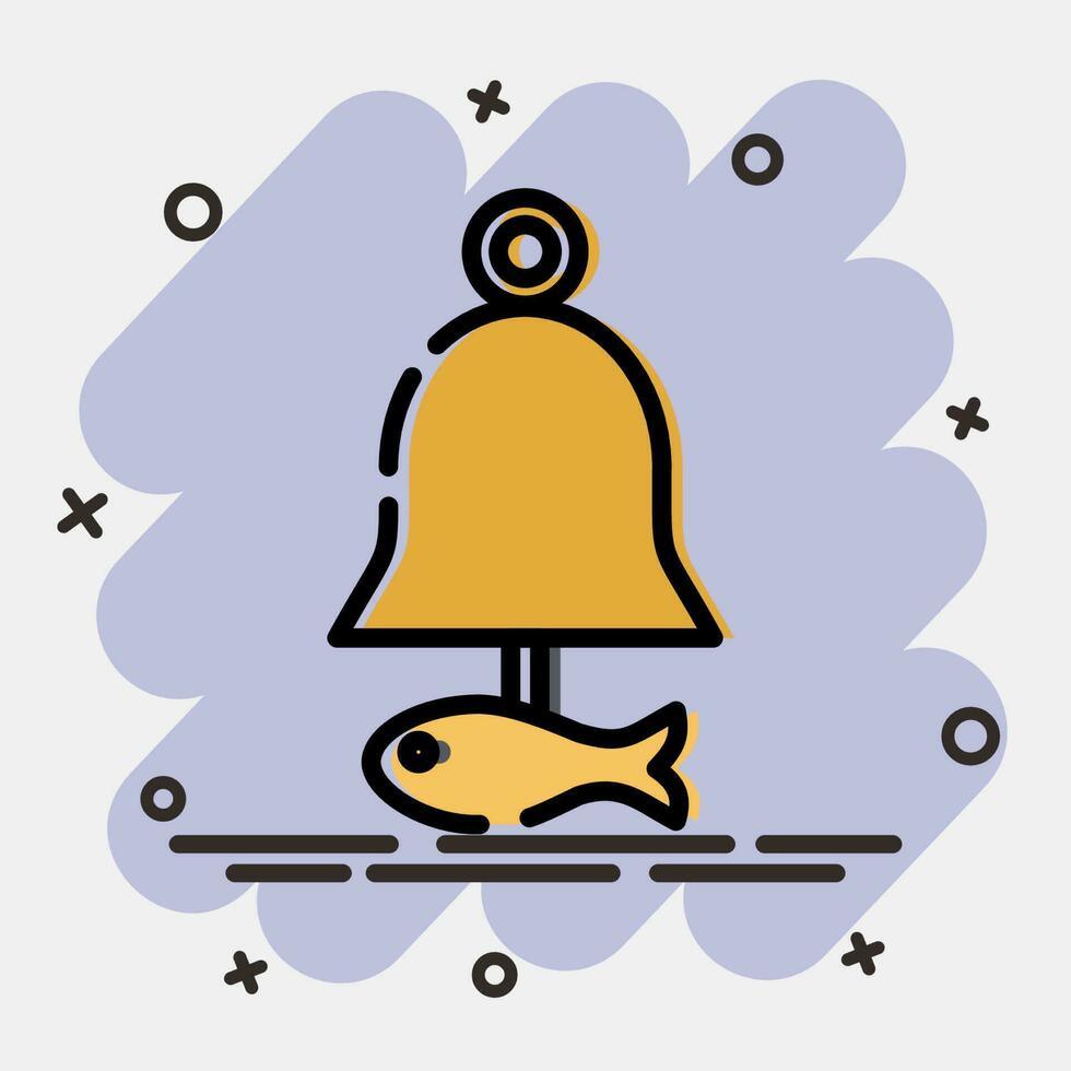 Symbol Fisch Wind Glockenspiel. Süd Korea Elemente. Symbole im Comic Stil. gut zum Drucke, Poster, Logo, Werbung, Infografiken, usw. vektor