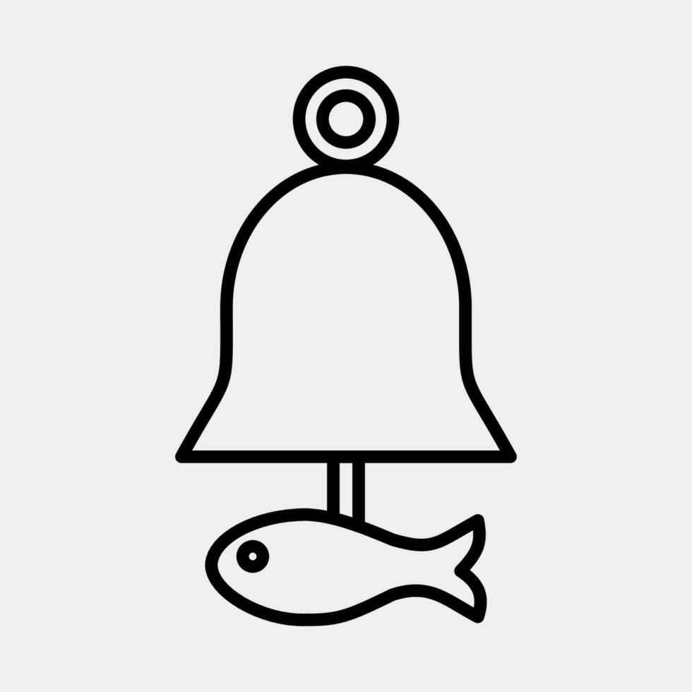 Symbol Fisch Wind Glockenspiel. Süd Korea Elemente. Symbole im Linie Stil. gut zum Drucke, Poster, Logo, Werbung, Infografiken, usw. vektor