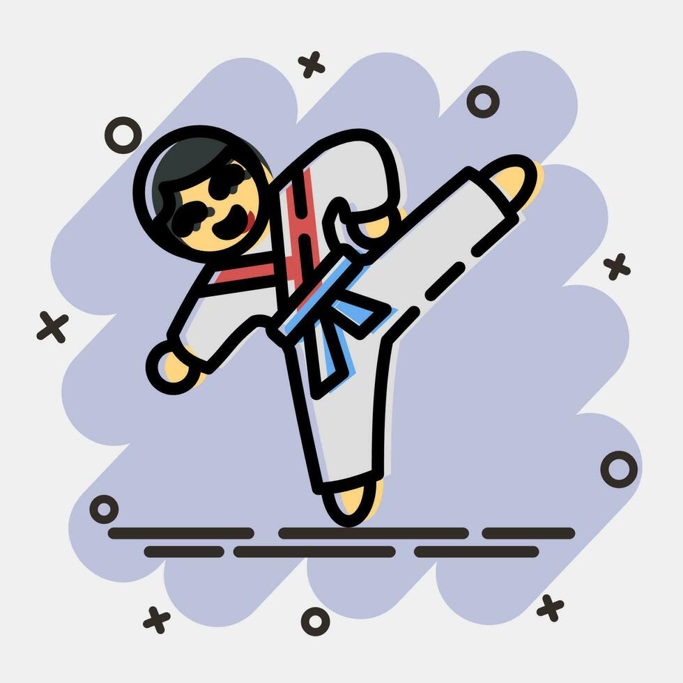 Symbol Taekwondo kriegerisch Künste. Süd Korea Elemente. Symbole im Comic Stil. gut zum Drucke, Poster, Logo, Werbung, Infografiken, usw. vektor