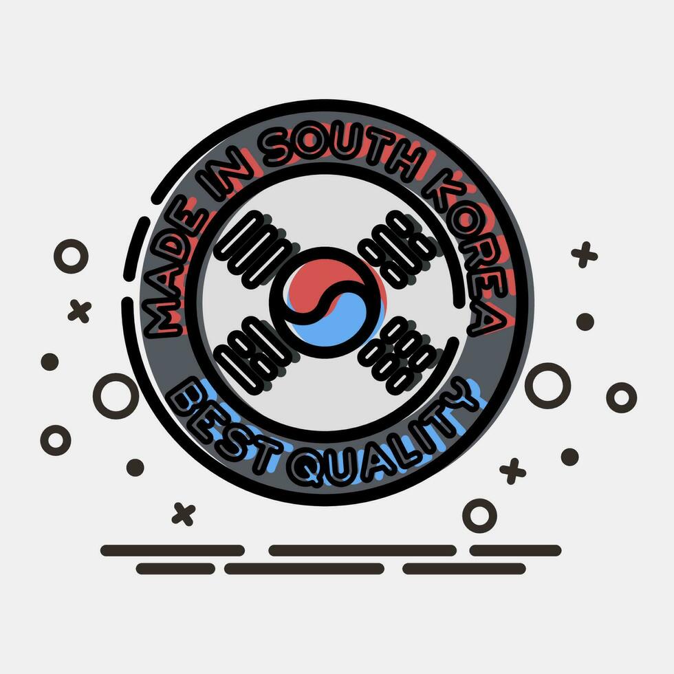 ikon tillverkad i söder korea. söder korea element. ikoner i mbe stil. Bra för grafik, affischer, logotyp, annons, infografik, etc. vektor