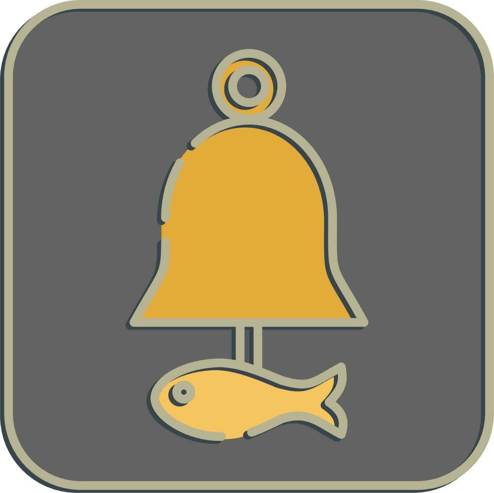 Symbol Fisch Wind Glockenspiel. Süd Korea Elemente. Symbole im geprägt Stil. gut zum Drucke, Poster, Logo, Werbung, Infografiken, usw. vektor
