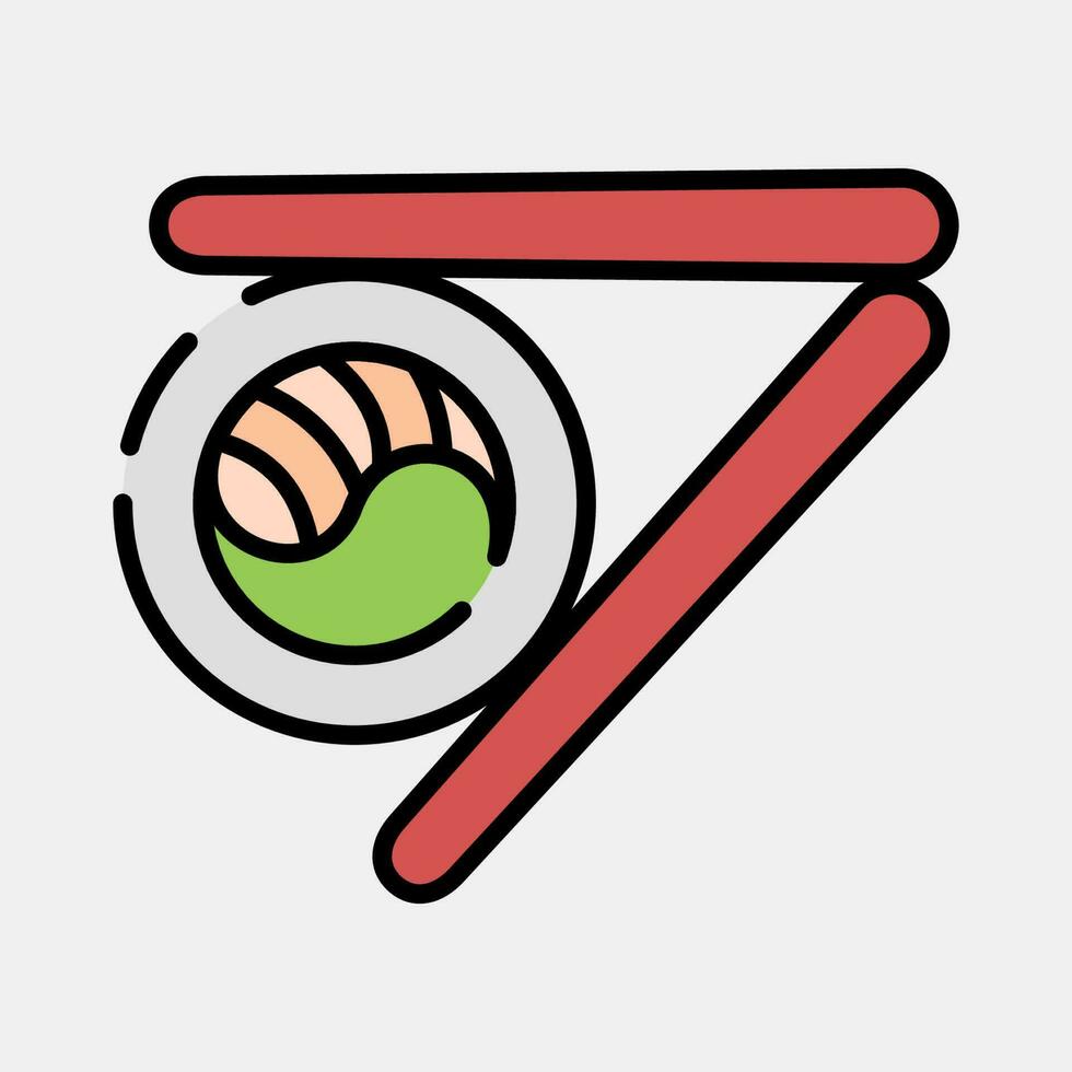 ikon sushi. söder korea element. ikoner i fylld linje stil. Bra för grafik, affischer, logotyp, annons, infografik, etc. vektor