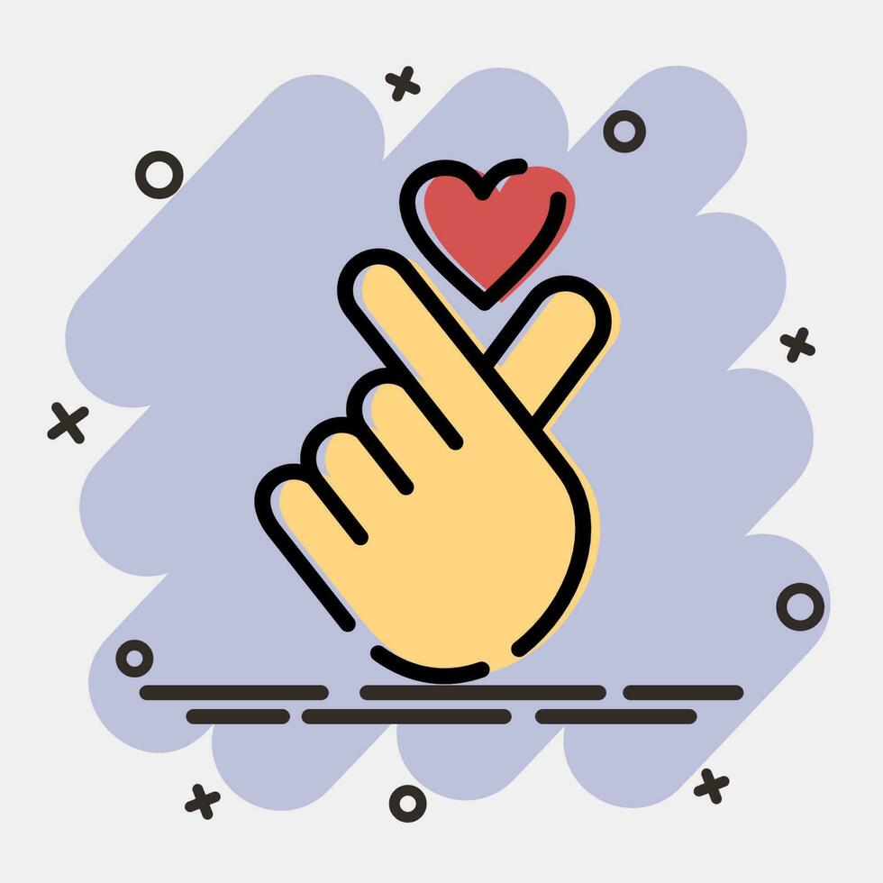 Symbol Herz Symbol mit Finger Hand. Süd Korea Elemente. Symbole im Comic Stil. gut zum Drucke, Poster, Logo, Werbung, Infografiken, usw. vektor