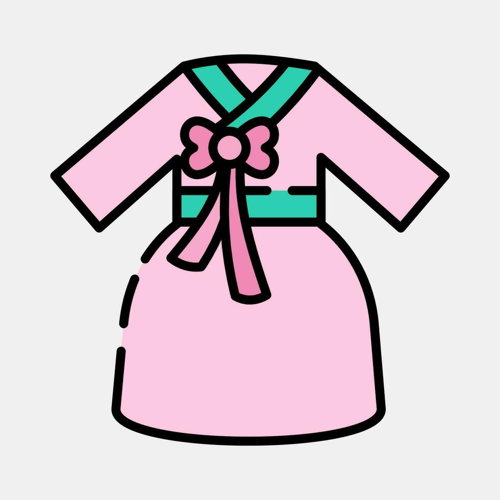 Symbol Hanbok Kleid. Süd Korea Elemente. Symbole im gefüllt Linie Stil. gut zum Drucke, Poster, Logo, Werbung, Infografiken, usw. vektor