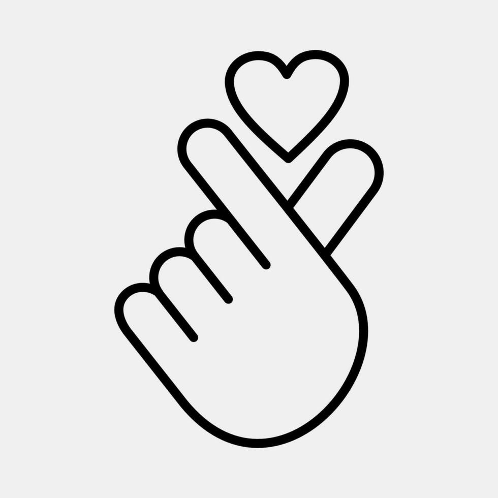 Symbol Herz Symbol mit Finger Hand. Süd Korea Elemente. Symbole im Linie Stil. gut zum Drucke, Poster, Logo, Werbung, Infografiken, usw. vektor