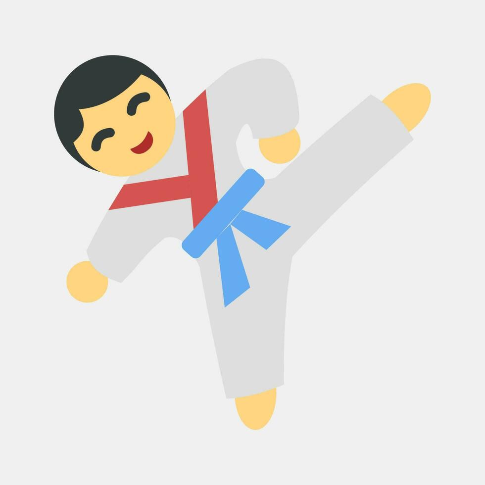 ikon taekwondo krigisk konst. söder korea element. ikoner i platt stil. Bra för grafik, affischer, logotyp, annons, infografik, etc. vektor