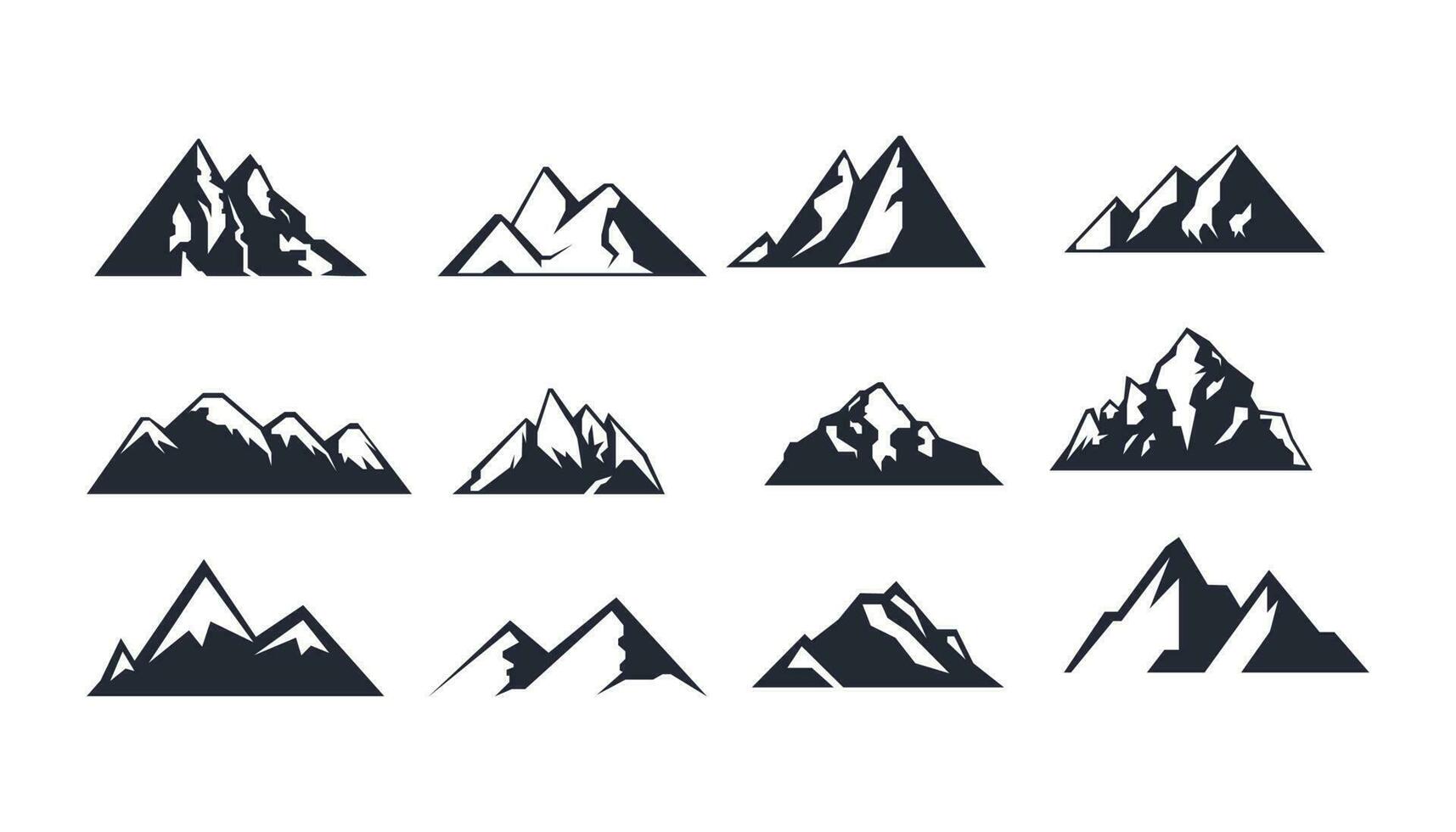 berg logotyp, berg expedition och sten klättrande vektor ikoner.