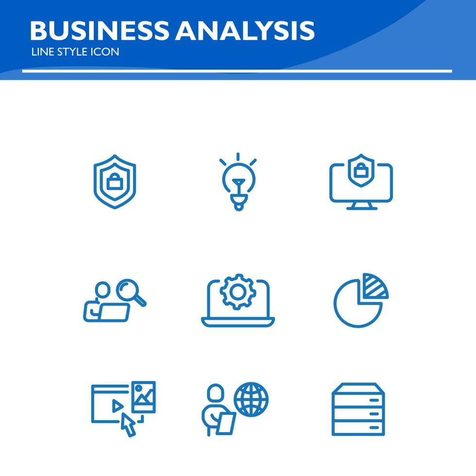 företag analys linje ikon planera, finansiering, bevilja, publik, presentation, marknadsföring vektor