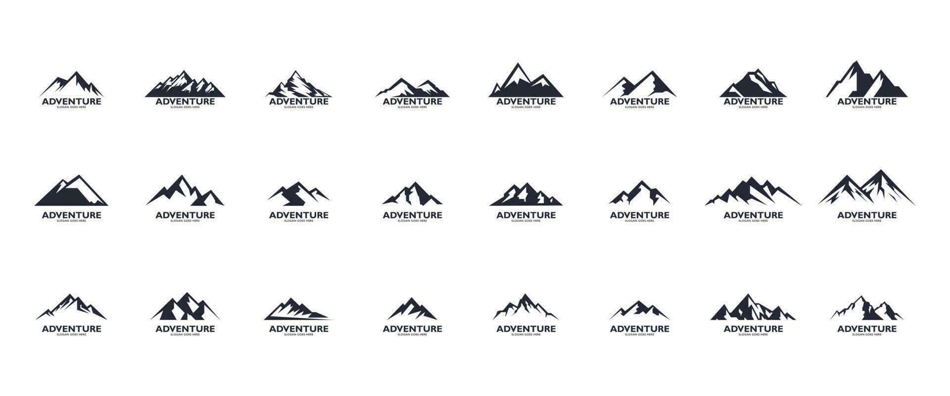 Berg Logo, Berg Expedition und Felsen Klettern Vektor Symbole.