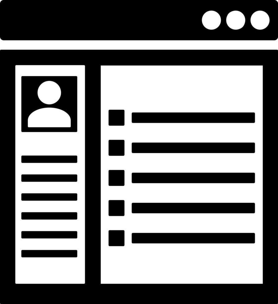 webb Ansökan användare profil ikon i svart och vit Färg. vektor