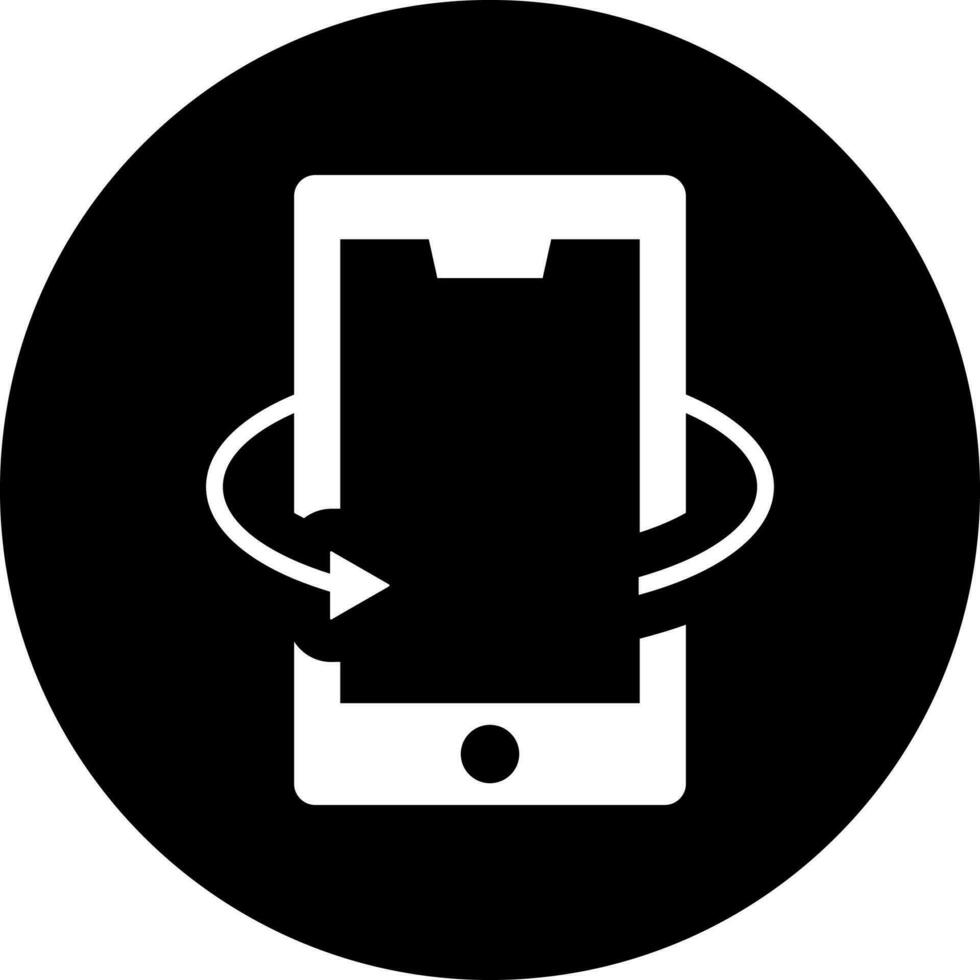 svart och vit illustration av mobil rotera ikon. vektor