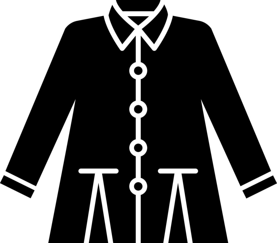 Glyphe lange Mantel Symbol im eben Stil. vektor