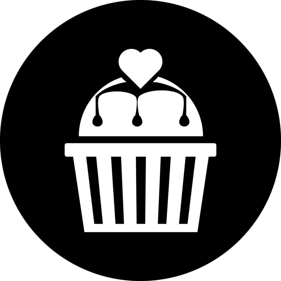 schwarz und Weiß Cupcake Symbol im eben Stil. vektor