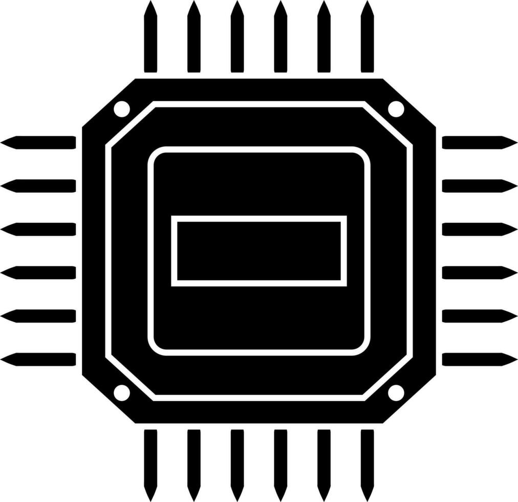 isolerat processor chip ikon i svart och vit Färg. vektor
