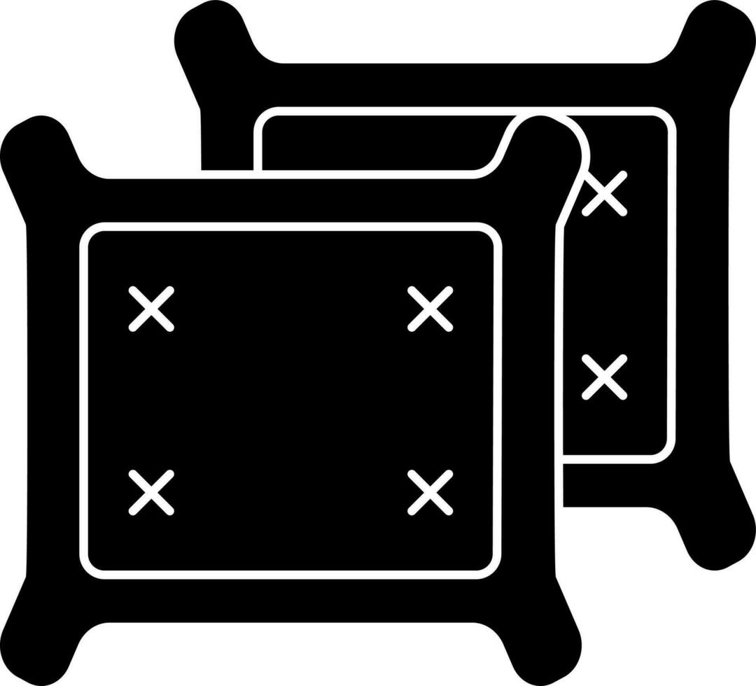 Paar von Kissen Symbol im schwarz und Weiß Farbe. vektor