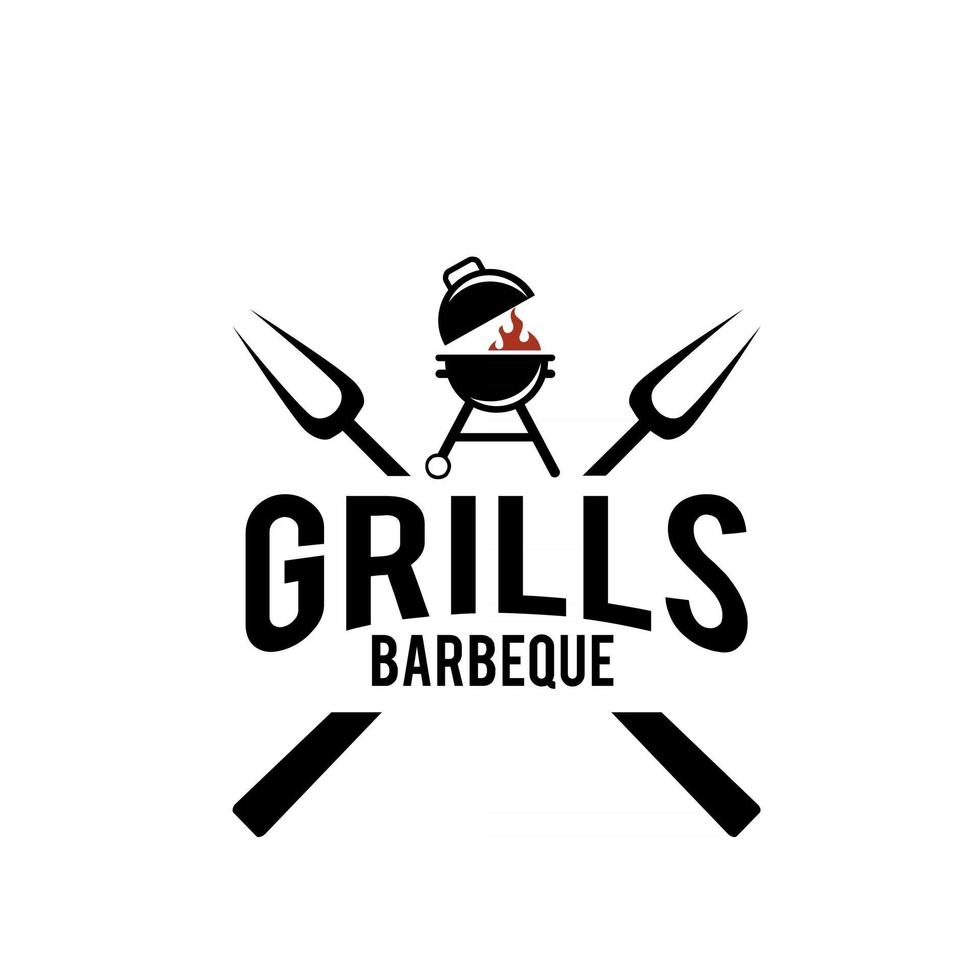 enkel modern premium grill logo design mat eller grill mall vektor illustration koncept