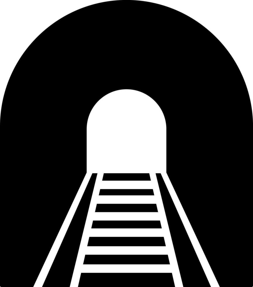 Glyphe Eisenbahn Tunnel Symbol im eben Stil. vektor