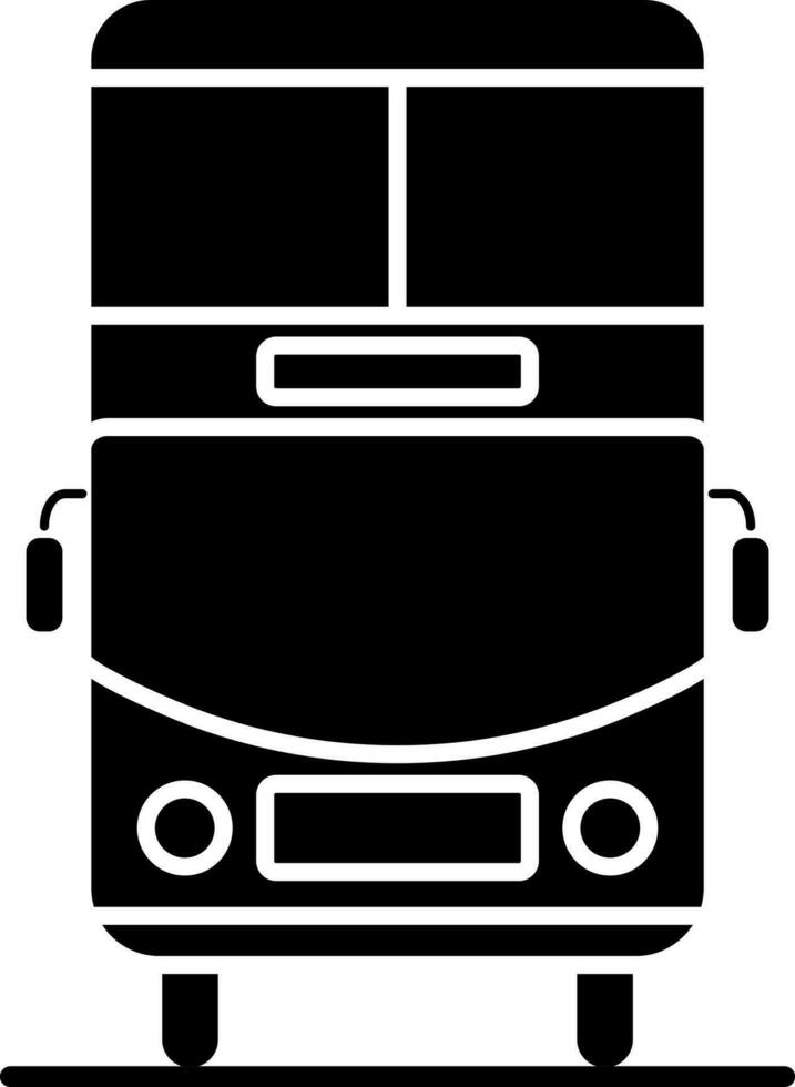 schwarz und Weiß doppelt Decker Bus Symbol im eben Stil. vektor