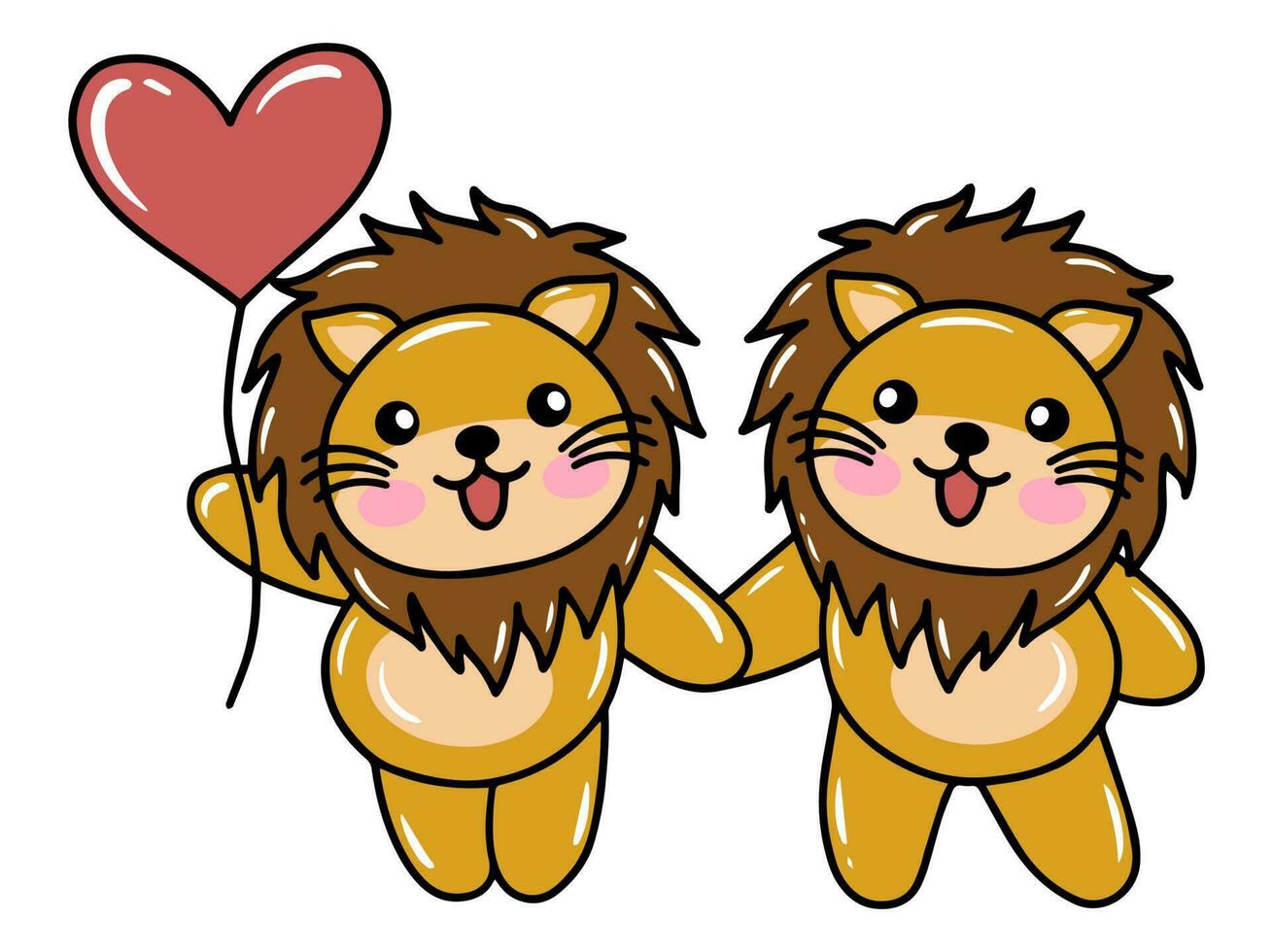 Löwe Karikatur süß zum Valentinsgrüße Tag vektor