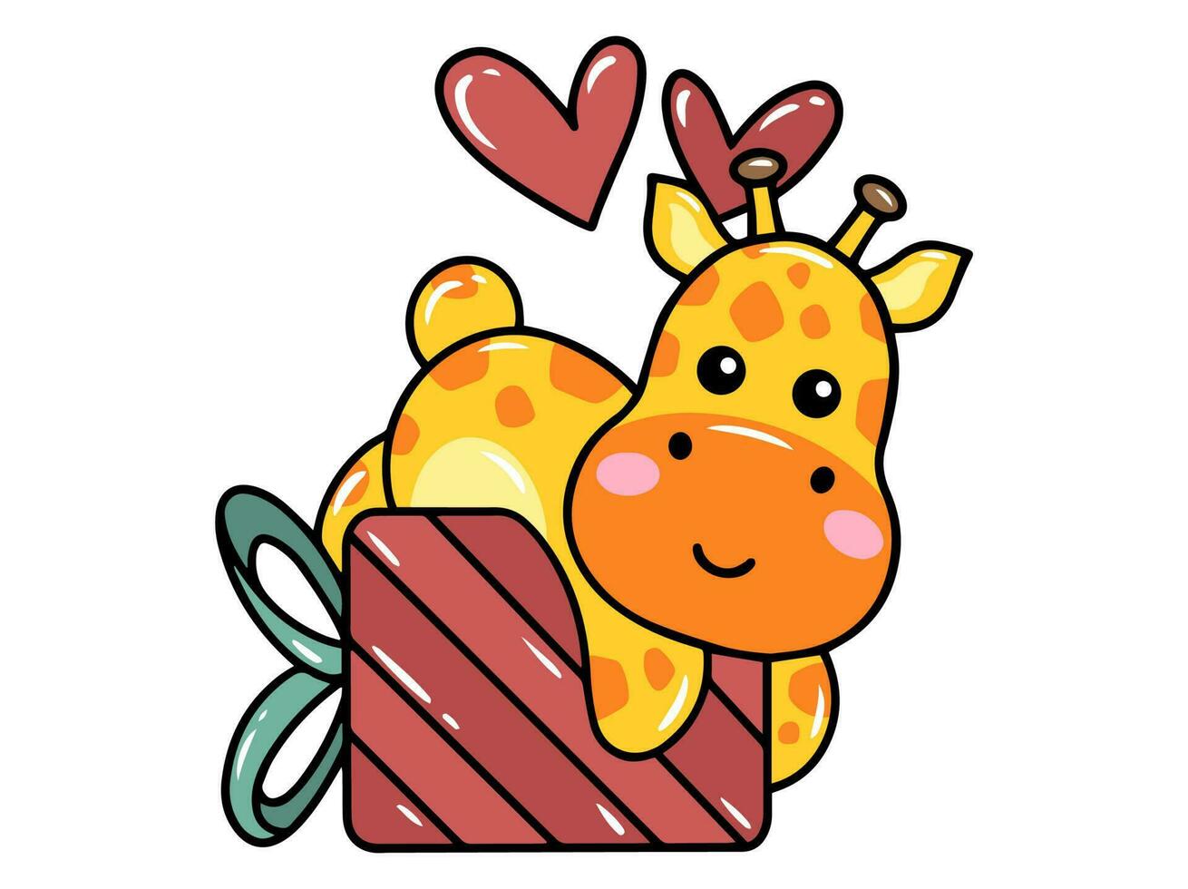 giraff tecknad serie söt för valentines dag vektor