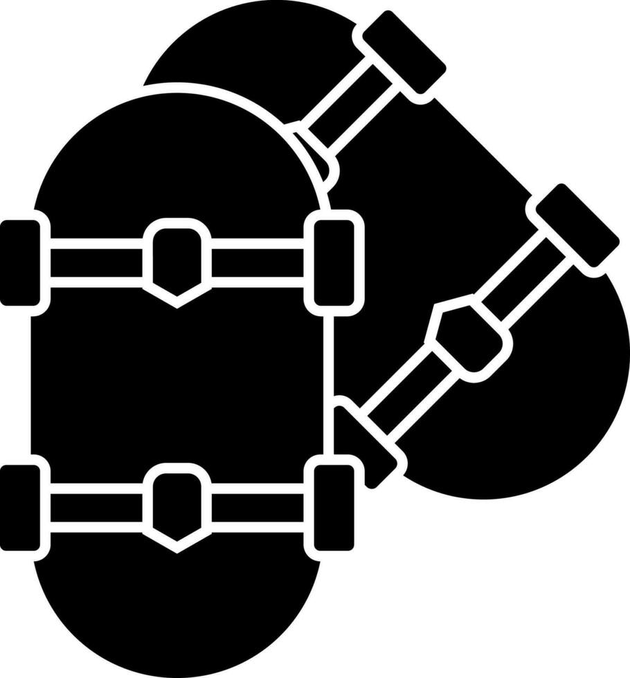 svart och vit skridskoåkning styrelse tecken eller symbol. vektor