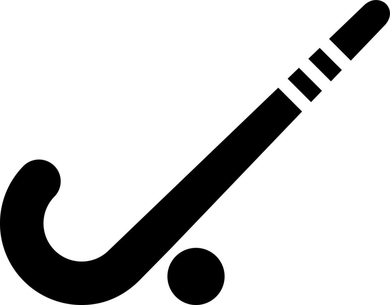 svart och vit hockey pinne med boll ikon i platt stil. vektor