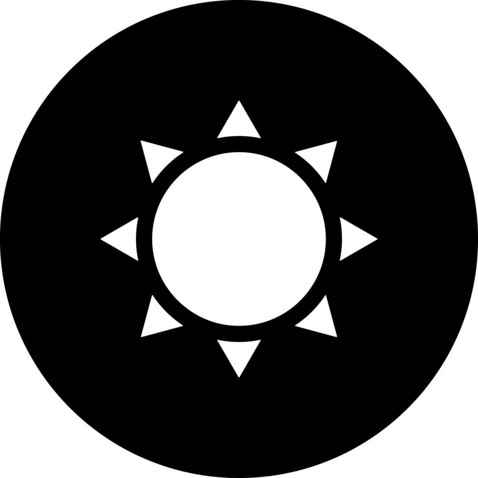 svart och vit Sol ikon i platt stil. vektor