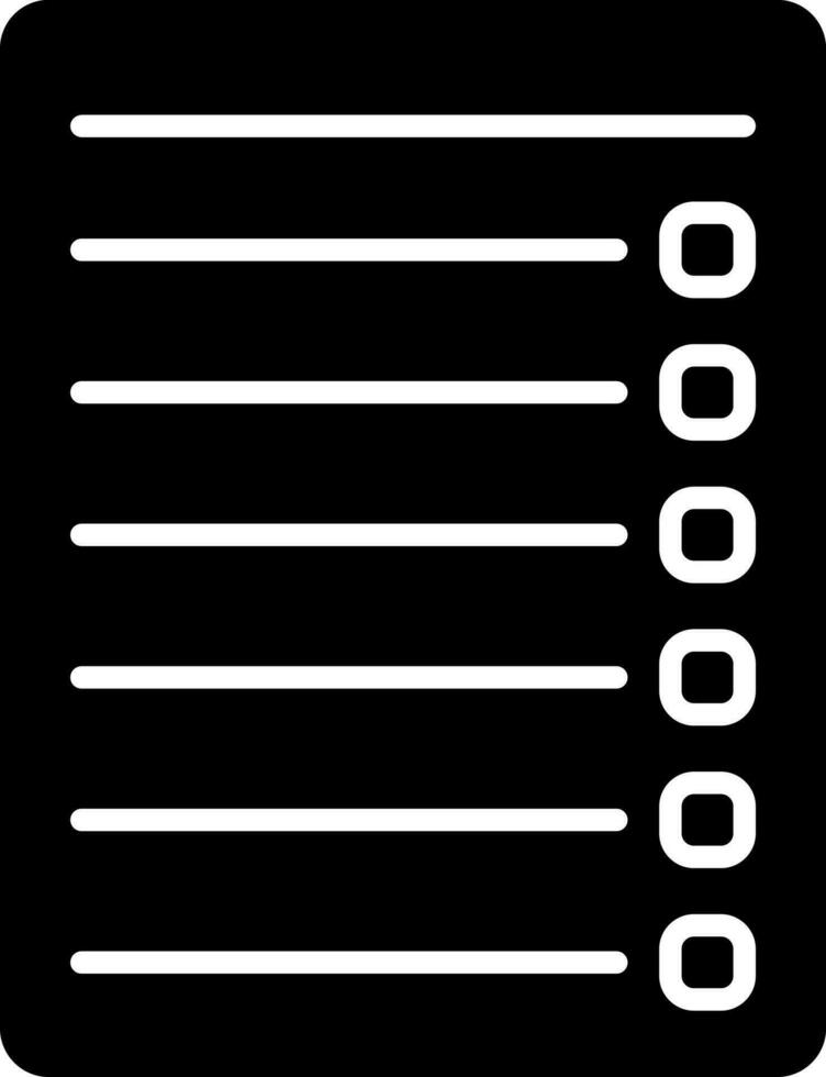 Hinweis Papier Symbol im schwarz und Weiß Farbe. vektor