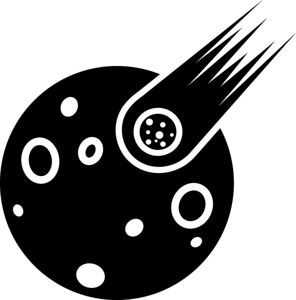 komet faller på planet glyf ikon eller symbol. vektor