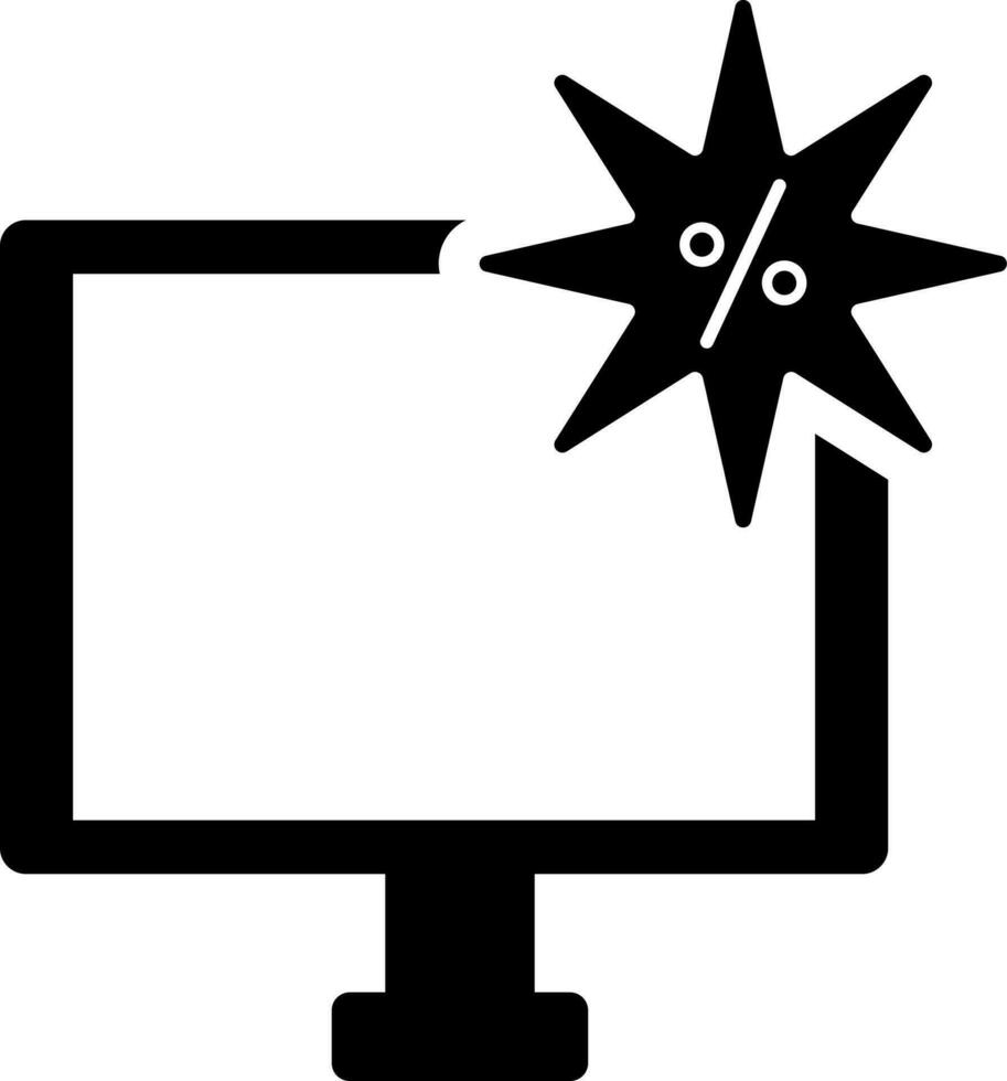 Desktop Verkauf Rabatt Symbol im schwarz und Weiß Farbe. vektor