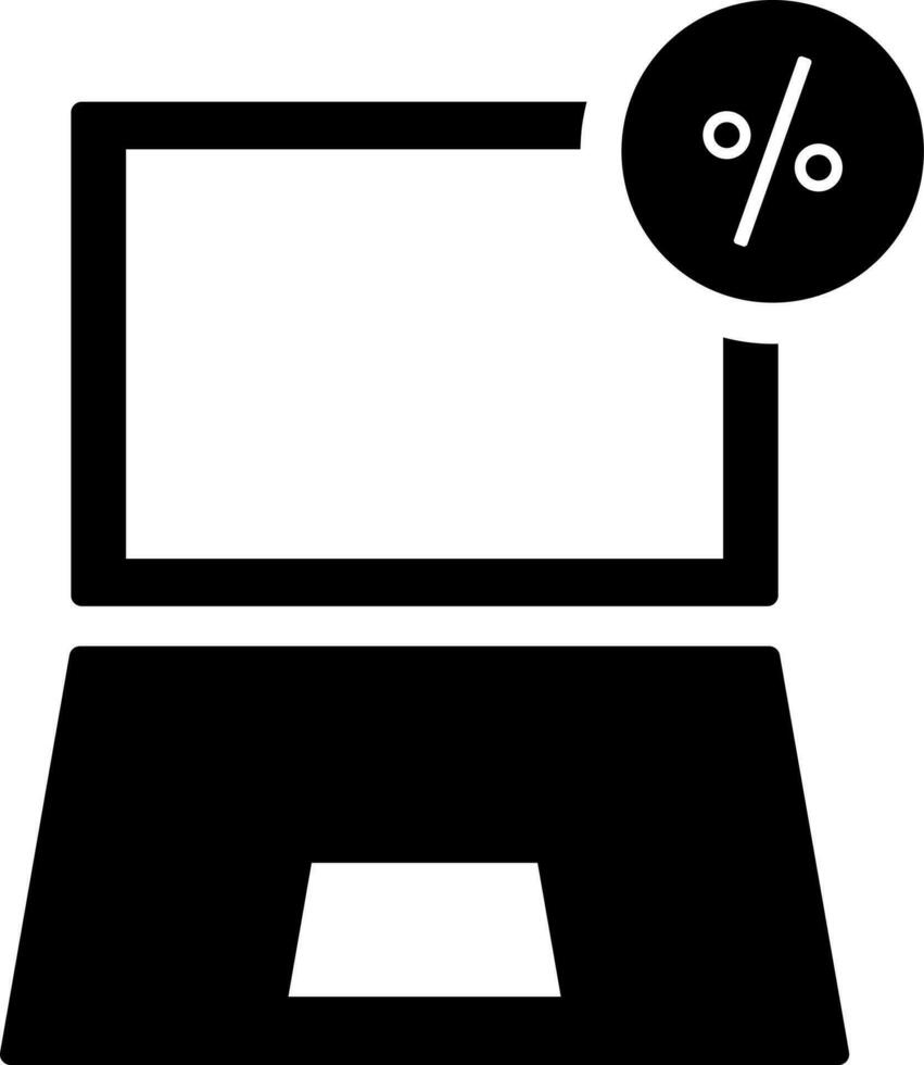 Laptop Verkauf Rabatt Glyphe Zeichen oder Symbol. vektor