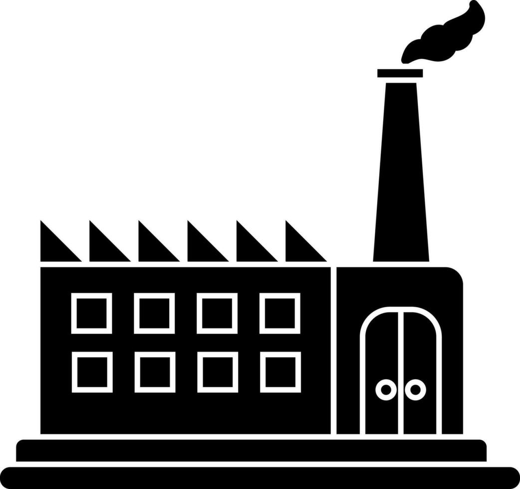 schwarz und Weiß Fabrik Symbol im eben Stil. vektor